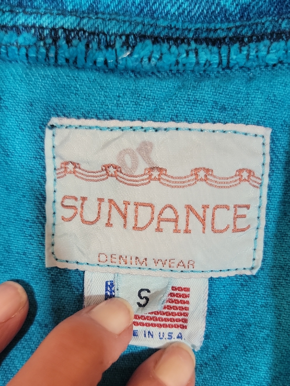 VTG Sundance Turquoise Denim Blazer